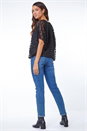 Black Dogtooth Print Burnout Mesh Top, Image 4 of 6