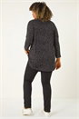 Black Curve V-Neck Spot Print Tunic, Image 3 of 5