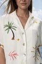 Orange Tropical Muslin Pyjama Short Set, Image 4 of 5