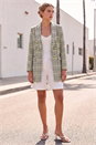Black Longline Checkered Boucle Jacket, Image 3 of 4