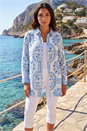 Light Blue  Abstract Print Collared Shirt, Image 2 of 4