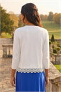 Ivory  Scalloped Lace Trim Knitted Shrug, Image 3 of 4