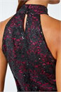 Black Lace Halter Neck Stretch Dress, Image 5 of 5