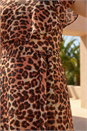 Chocolate Animal Print Wrap Chiffon Midi Dress, Image 4 of 4