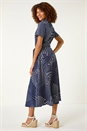 Navy  Spot Print Shirt Midi Dress, Image 3 of 5