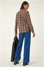 Orange Geo Print Stretch Top, Image 4 of 7