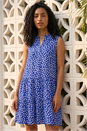 Royal Blue Polka Dot Tiered Swing Dress, Image 2 of 4