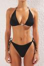 Black Triangle Bikini Set with Star Detail and Tie Side Bottom, Image 2 of 4