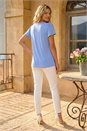 Light Blue  Daisy Trim Stretch Top, Image 3 of 4
