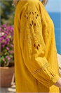 Ochre Embroidered Sleeve Cotton Blouse, Image 4 of 4