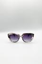 Black Round Stripe Cat Eye Sunglasses, Image 3 of 6