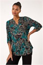 Teal Stretch Paisley Print Shirt, Image 4 of 5