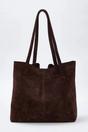 Dark Brown Women's Genuine Suede Oversized Shopper Tote Bag, Image 1 of 3