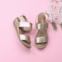 Gold AJVANI Gold Mid Wedge Heel Strappy Slingback Sandals, Image 4 of 6