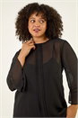 Black Curve Pintuck Pleat Top, Image 4 of 5