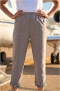 Taupe Contrast Trim Cropped Trouser, Image 2 of 4