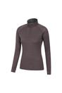 Brown Merino Wool Zip Neck Thermal Top, Image 4 of 5