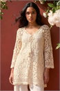 Natural  Crochet Tie Front Knit Tunic, Image 2 of 4