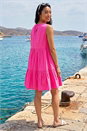 Pink Petite Cotton Tiered Smock Dress , Image 3 of 4
