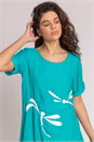 Aqua Dragonfly Print Asymmetric Tunic Top, Image 4 of 4