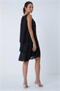 Black Embellished Chiffon Frill Swing Dress, Image 3 of 5