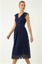 Navy  Premium Crochet Lace Midi Dress, Image 5 of 5