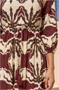 Chocolate Petite Abstract Print V-Neck Midi Dress, Image 4 of 4