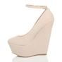 Pink High Wedge Heel Ankle Strap Platform Court Shoes, Image 3 of 5