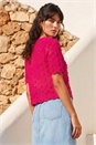 Cerise Textured Tie Front Shrug, Image 2 of 4