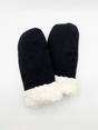 Black Faux Suede Mittens With Borg Lining, Image 1 of 3