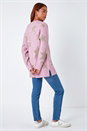 Pink Petite Metallic Star Print Longline Jumper, Image 2 of 4