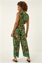 Green Zig Zag Print Full Length Jumpsuit, Image 3 of 5