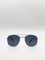 Silver Aviator Style Double Bridge Sunglasses, Image 1 of 4