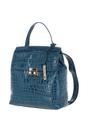 Teal Croc Print Real Leather Backpack, Image 2 of 3