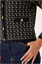 Black Textured Boucle Button Knit Cardigan, Image 5 of 5