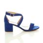 Royal Blue AJVANI Royal Blue Mid Block Heel Crossed Straps Sandals, Image 2 of 6