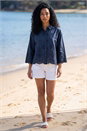Navy  Broderie Hem Buttoned Shirt, Image 2 of 4