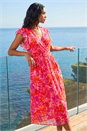 Orange Floral Bias Midi Dress, Image 2 of 4