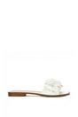 White XY LONDON White Flat Slip On Slider Sandals With Floral Detail, Image 1 of 6