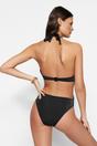 Black WOVCOR Black Plunge Halterneck Cut Out Detail Swimsuit, Image 3 of 3