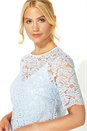 Light Blue  Lace Top Overlay Pleated Midi Dress, Image 3 of 5