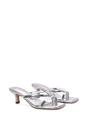 Silver XY LONDON Silver 'Tiana' Kitten Heel Sandal Mules With Toe Post, Image 4 of 6