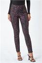 Burgundy Animal Print Stretch Jegging, Image 4 of 5