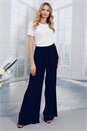 Navy Julianna Pleated Wide Leg Trouser, Image 1 of 3