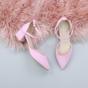 Light Pink AJVANI Light Pink Mid Block Heel Crossed Strap Pointed Toe 2 Part Heels, Image 4 of 6