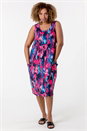 Fuschia Curve Abstract Print Stretch Cocoon Dress, Image 3 of 4