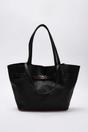 Black Turn Lock Pebbled Tote Shoulder Bag, Image 1 of 4