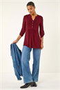 Wine Button Detail Tunic Top, Image 2 of 5