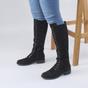 Black AJVANI Black Biker Lace Up Military Calf Knee Boots, Image 5 of 6