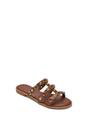 Brown Slip On Sandals With Peal Studded Straps, Image 2 of 6